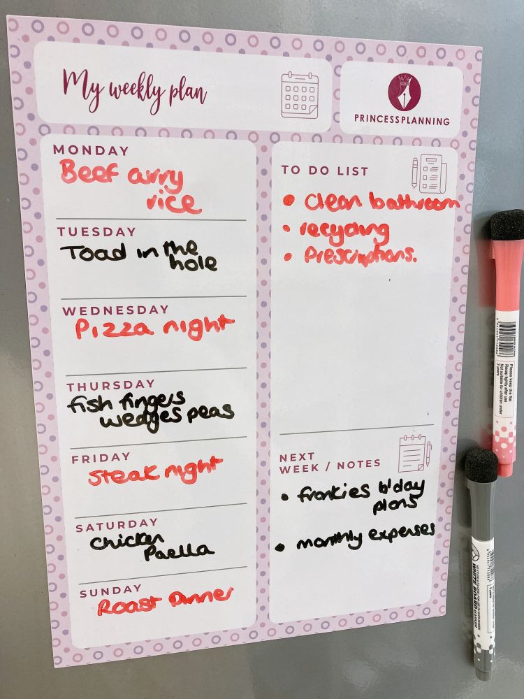 Fridge Weekly Planner Whiteboard Meals Memo Family
